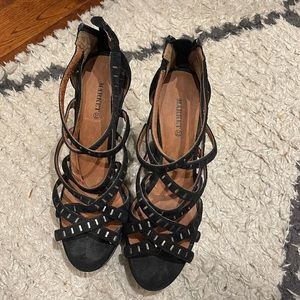 Black suede wedges